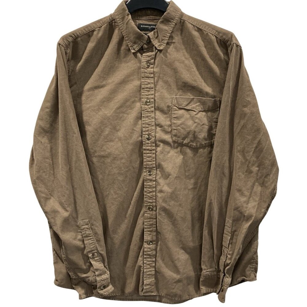 Banana Republic Corduroy Shirt Mens XL Slim Fit Brown Button Up Outdoor Preppy